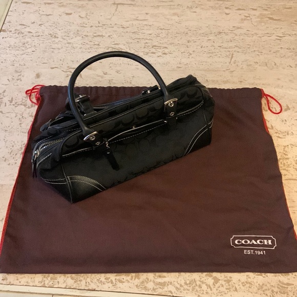 8K05 Hampton Signature Purse black canvas satchel - Picture 6 of 7